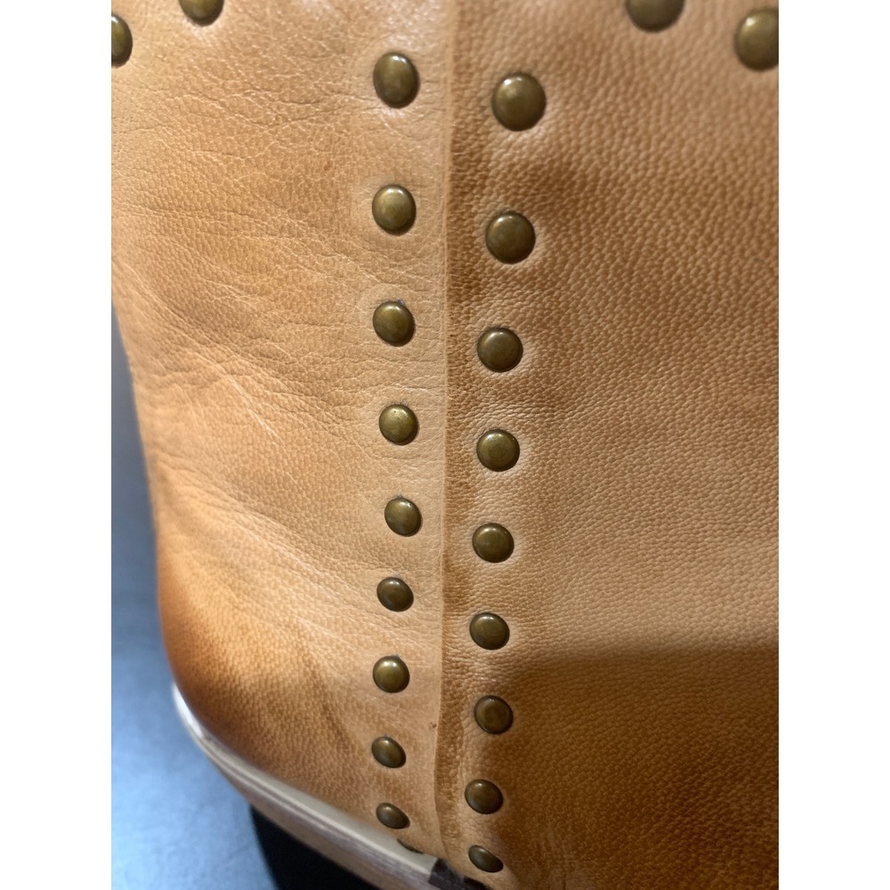 Diba True Studded Leather Ankle Boots Cognac Western Boho Women's 7.5 - Picture 12 of 16
